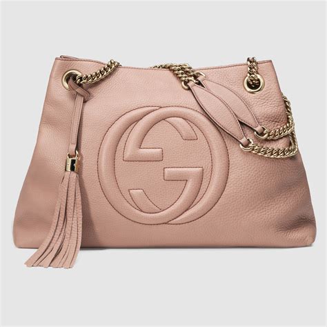 gucci leather medium soho chain shoulder bag light pink|gucci soho denim bag.